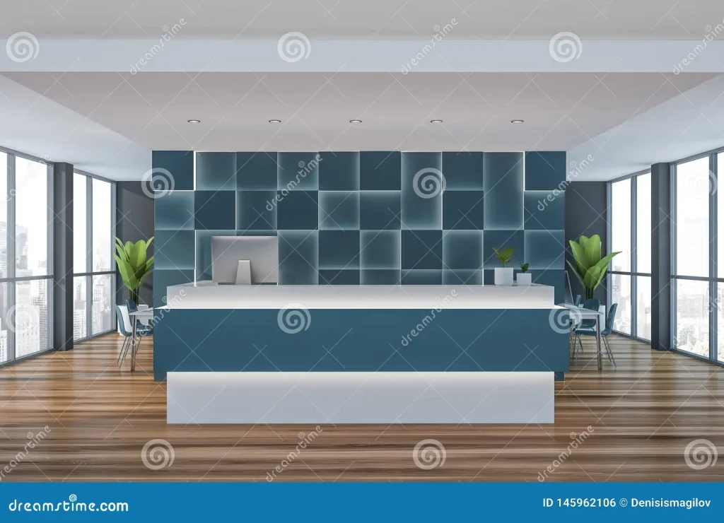 Mẫu quầy lễ tân đẹp Bluecons 2