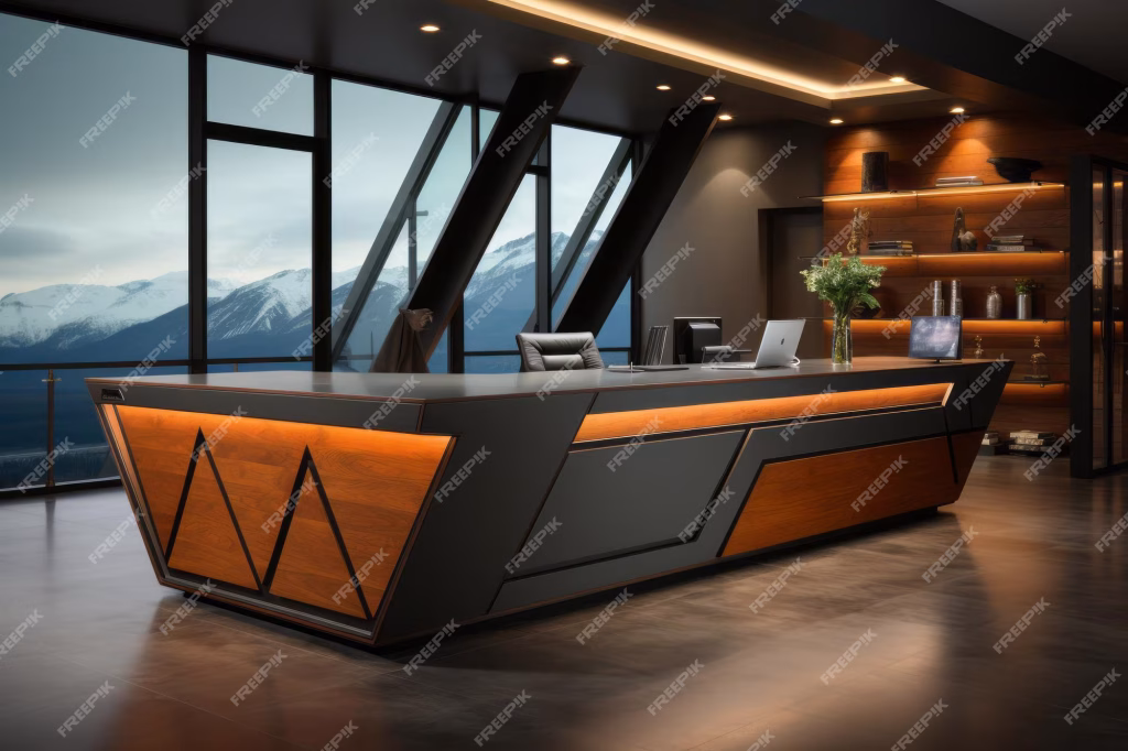 Mẫu quầy lễ tân văn phòng hiện đại năm 2025 2