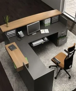 Quầy lễ tân có tủ kệ 3