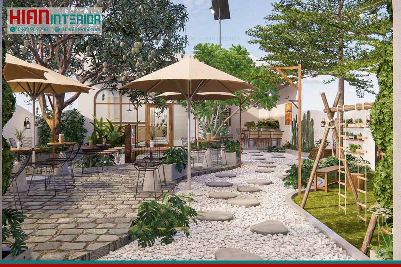 Thi Công Quán Cafe Sân Vườn 1 Hình ảnh thiết kế quán cafe sân vườn