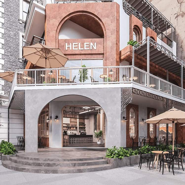 Mẫu quán cafe 2 tầng sang trọng
