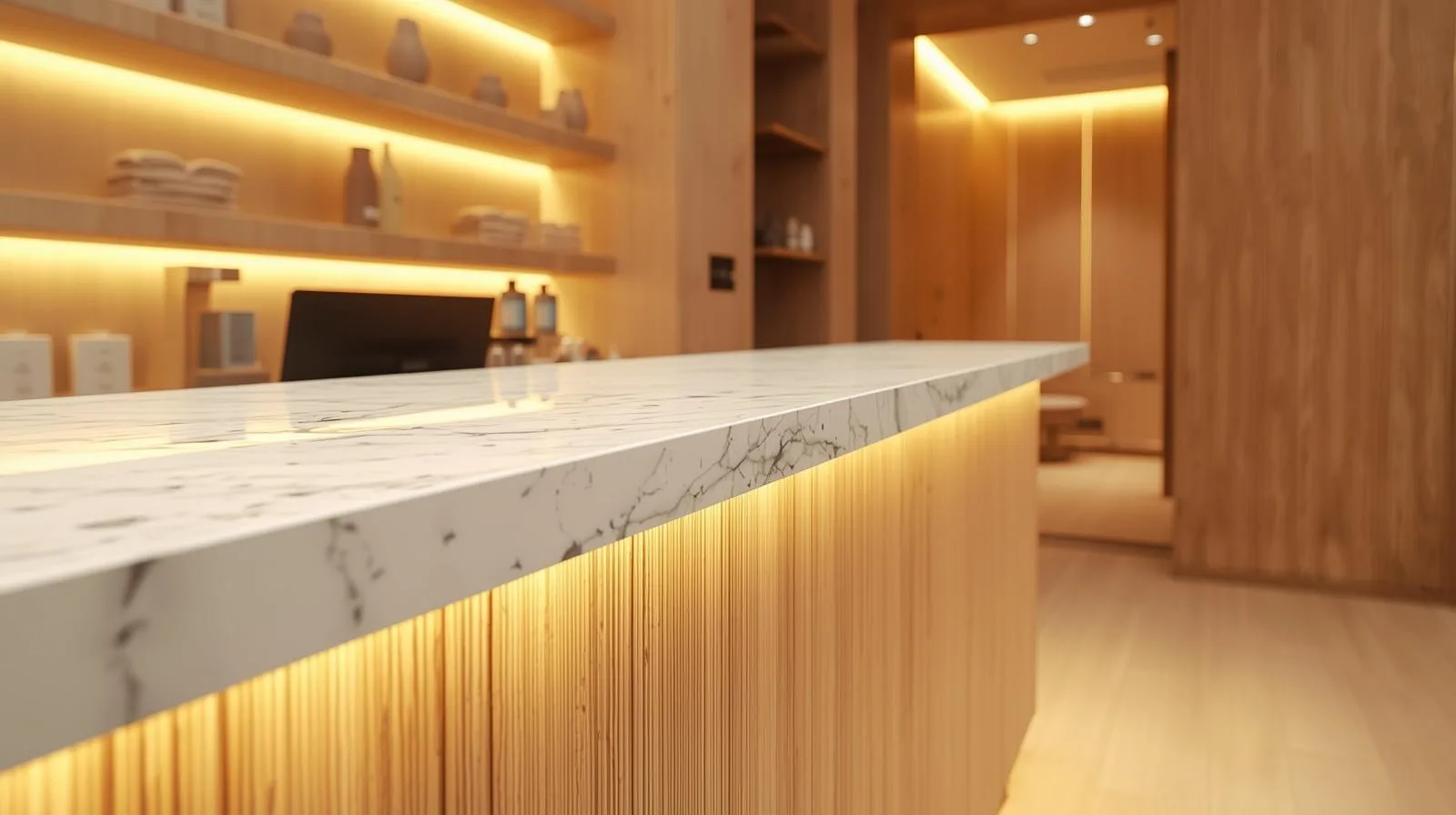 Vật liệu Quầy thu ngân spa 2