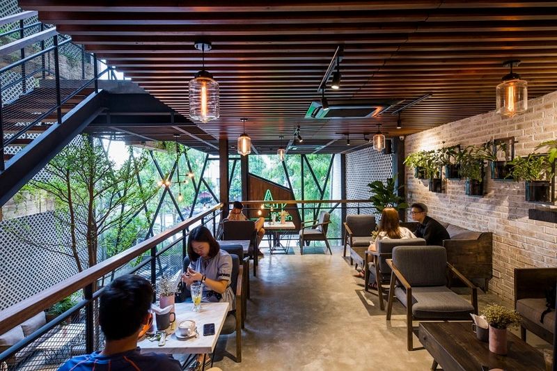 Thi Công Quán Cafe Tại Đồng Nai 2 Không gian quán cafe kết hợp cây xanh
