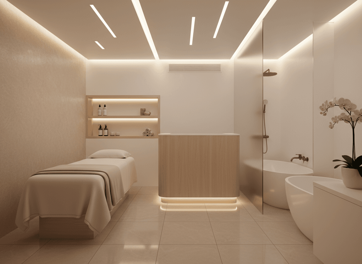 Firefly Compact Spa Design In A Townhouse Modern Style White Beige Tones Smart Layout With 349580 Firefly Compact Spa Design In A Townhouse Modern Style White Beige Tones Smart Layout With 349580