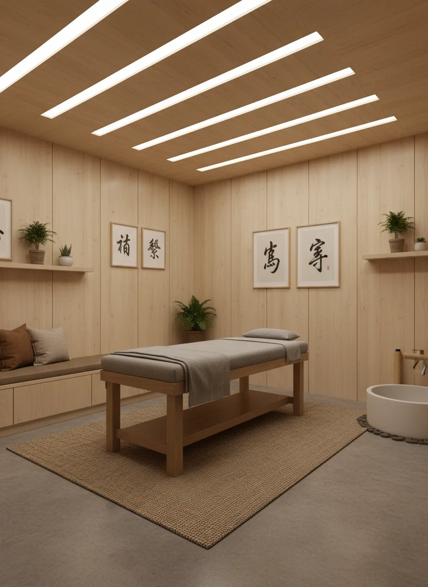 Firefly Gemini Flash 20m2 Small Spa Room In Modern Korean Style Bright Wood Walls Recessed Led Ceiling L 349580