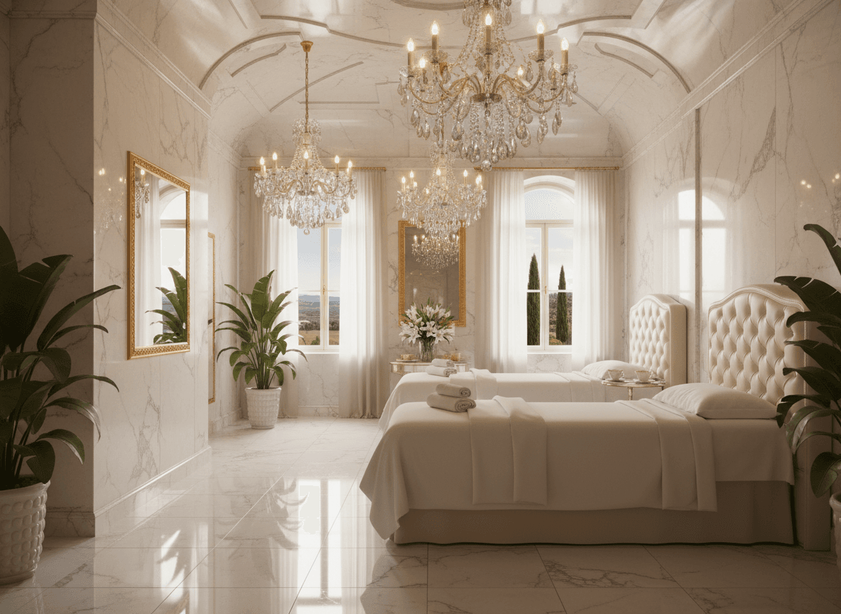 Firefly Gemini Flash 5 Star European Style Spa Room With Marble Walls Crystal Chandeliers Premium Leathe 195706