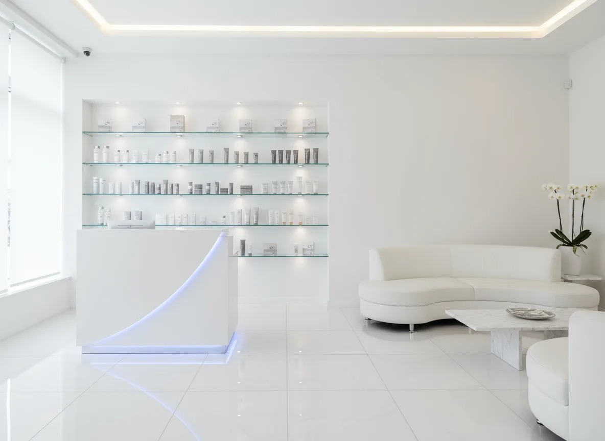 Firefly Gemini Flash Bright White Spa Design Compact Reception Desk With Led Strip Light Cosmetic Displa 362302