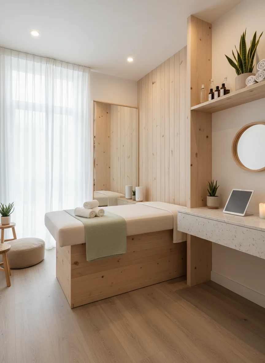 Firefly Gemini Flash Compact Home Based Spa Design Using Natural Light Mini Cash Counter Minimalist Furn 349580