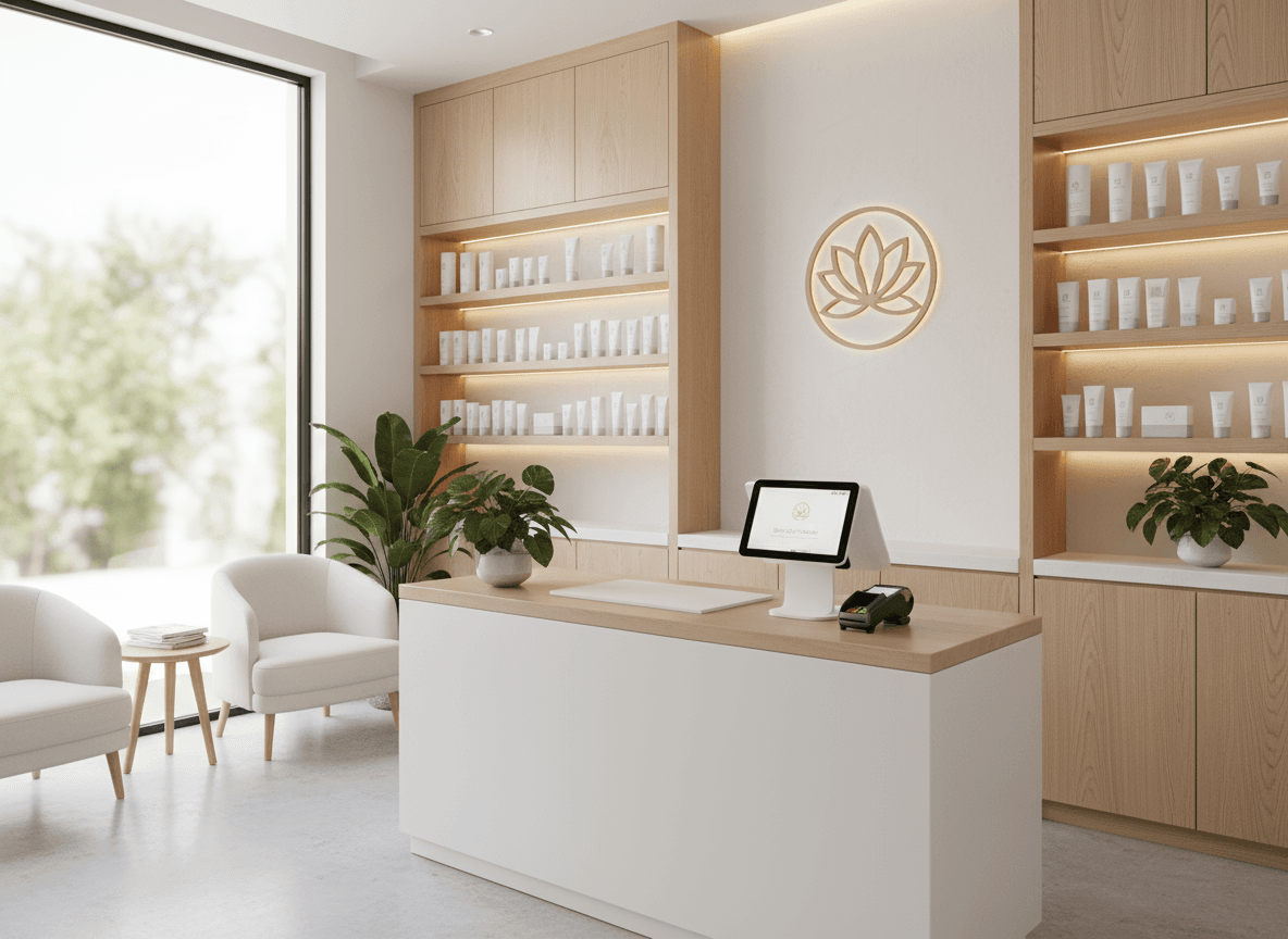 Firefly Gemini Flash Compact Modern Spa Reception In White Wood Tone With Pos Machine And Cosmetic Shelve 362302 Firefly Gemini Flash Compact Modern Spa Reception In White Wood Tone With Pos Machine And Cosmetic Shelve 362302