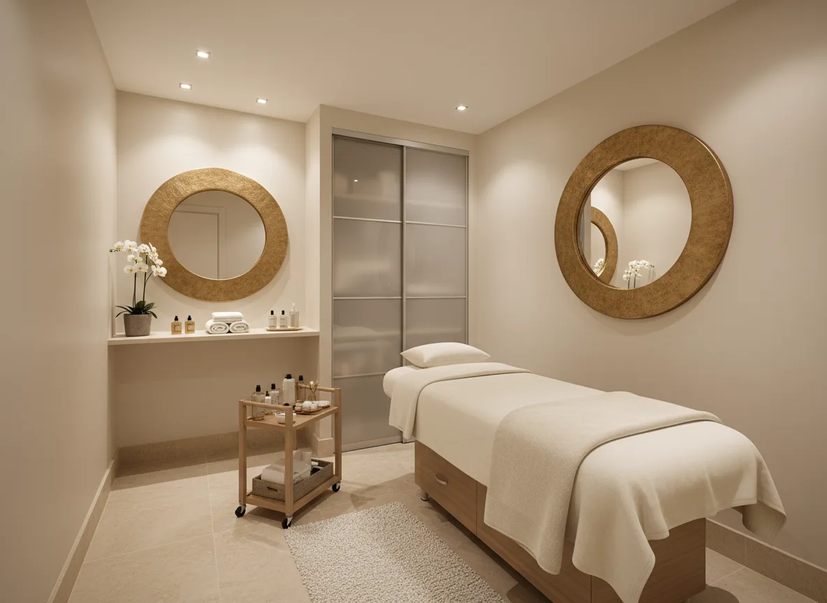 Firefly Gemini Flash Compact Spa Treatment Room Design With Efficient Layout Single Therapy Bed Decorati 286159