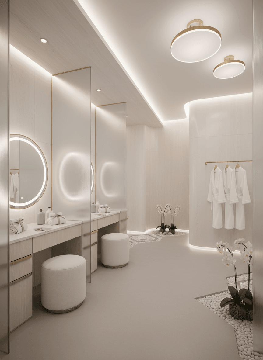 Firefly Gemini Flash Korean Inspired Spa Dressing Area Minimalist White Tone Pastel Accents Smooth Surf 349580