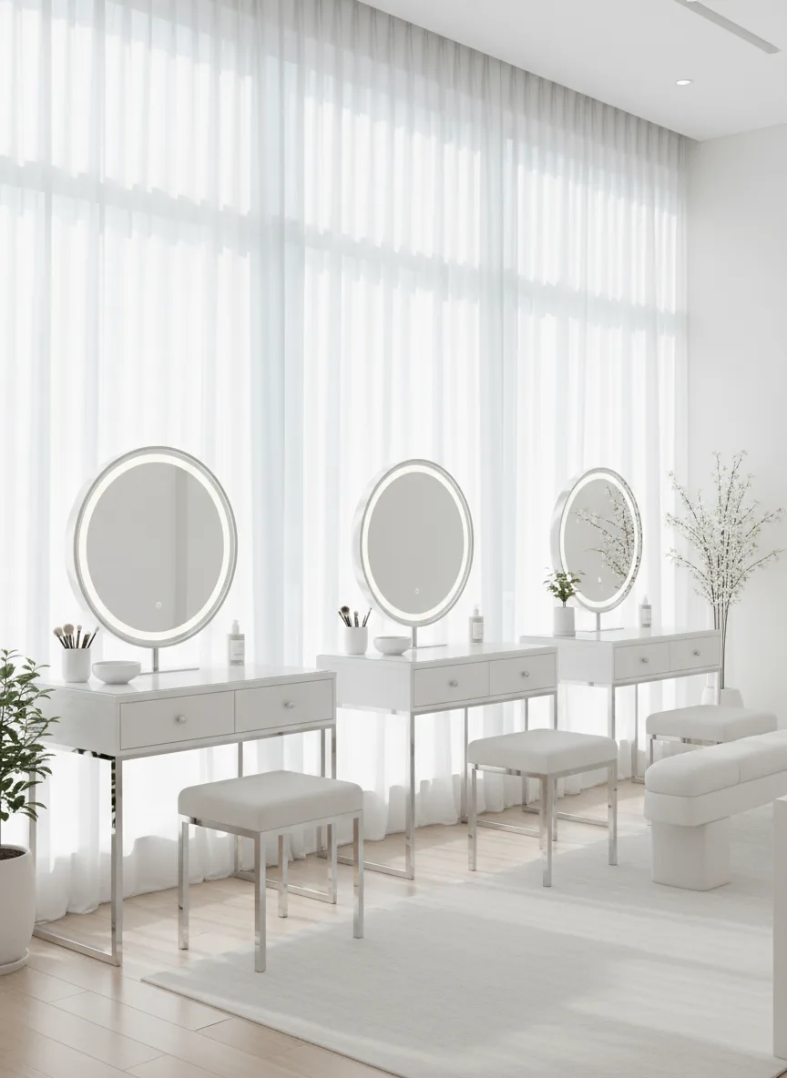 Firefly Gemini Flash Korean Style Spa Makeup Room White Theme Natural Daylight Thin Curtains Clean And 349580