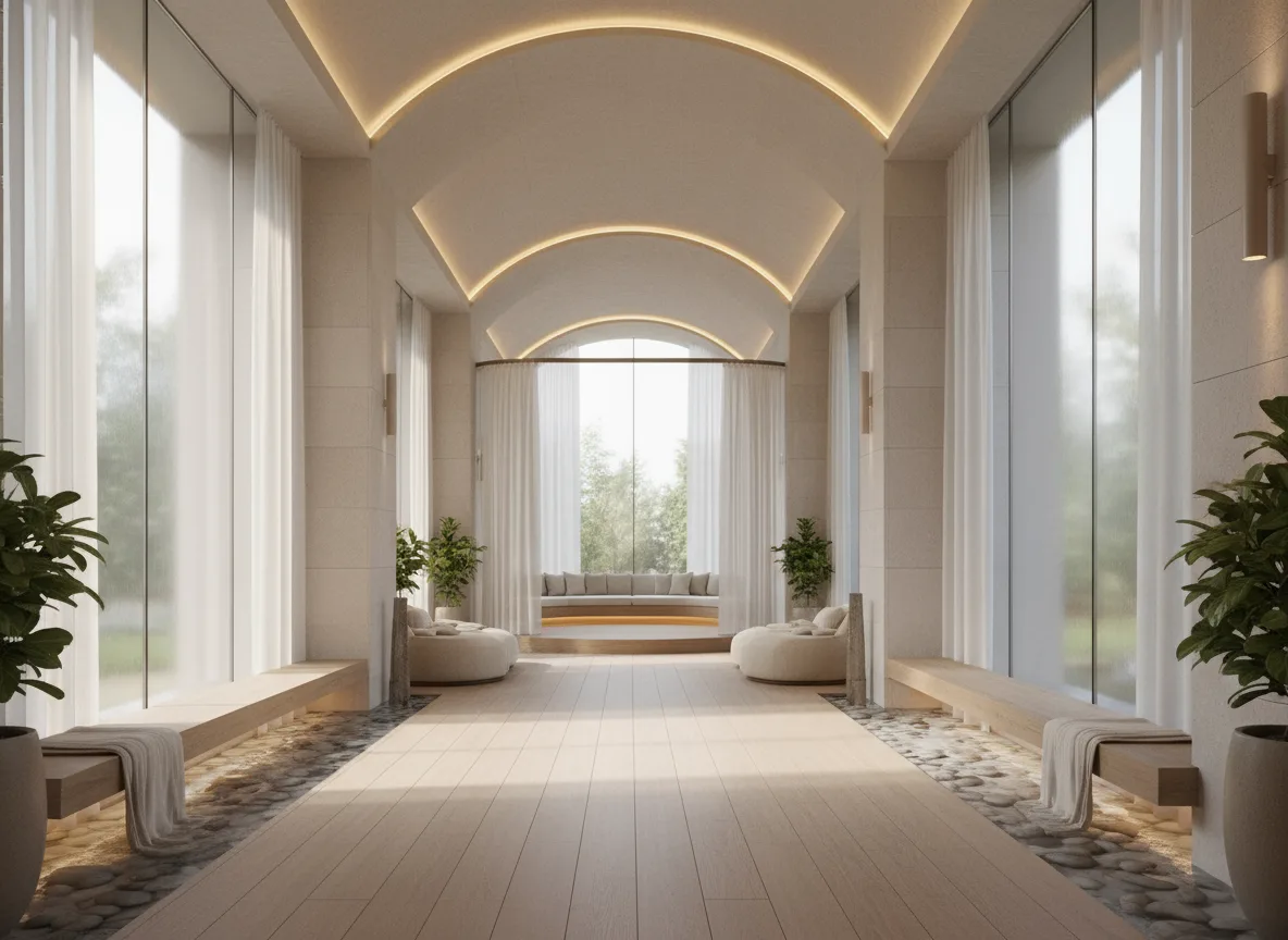 Firefly Gemini Flash Light Toned Spa Blending Natural Light With Hidden Led Lighting Open Layout Airy An 231272