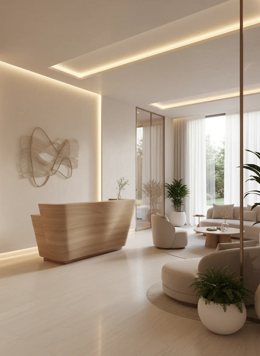 Firefly Gemini Flash Luxury Spa Interior Design In Beige And White Tones Natural Wood Furniture Soft War 189713