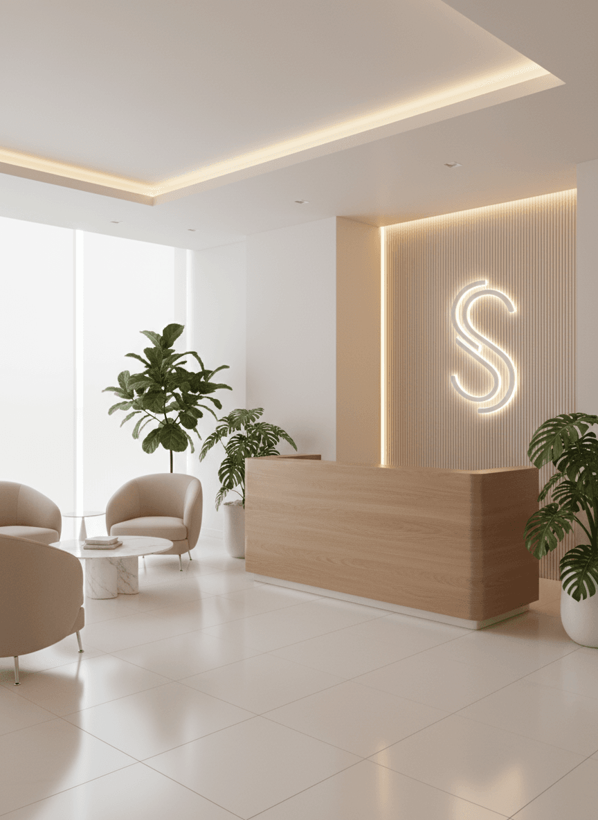 Firefly Gemini Flash Luxury White Beige Spa Design With Wooden Reception Desk Led Logo Wall Beige Waitin 189713 Firefly Gemini Flash Luxury White Beige Spa Design With Wooden Reception Desk Led Logo Wall Beige Waitin 189713