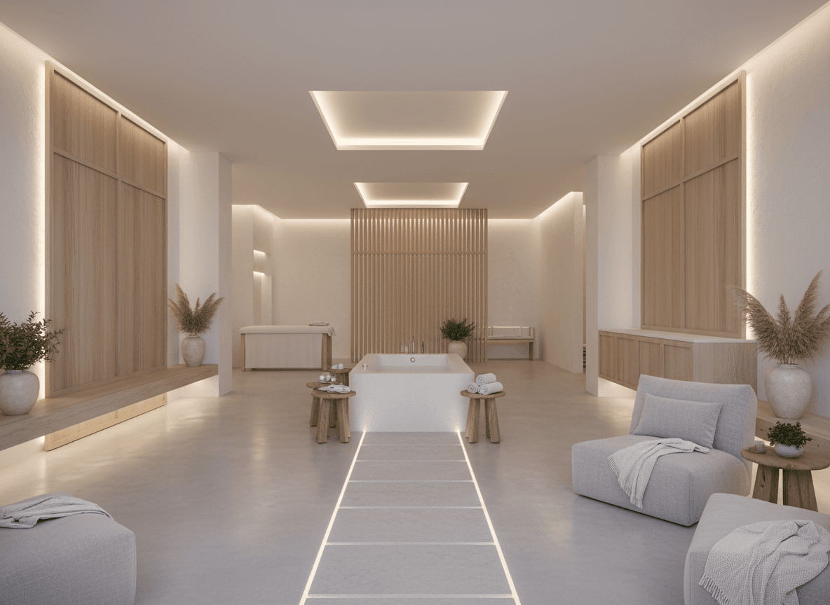 Firefly Gemini Flash Minimalist Spa In White And Gray Tones Warm Lighting Wooden Details Spacious And E 349580 1 Firefly Gemini Flash Minimalist Spa In White And Gray Tones Warm Lighting Wooden Details Spacious And E 349580 1