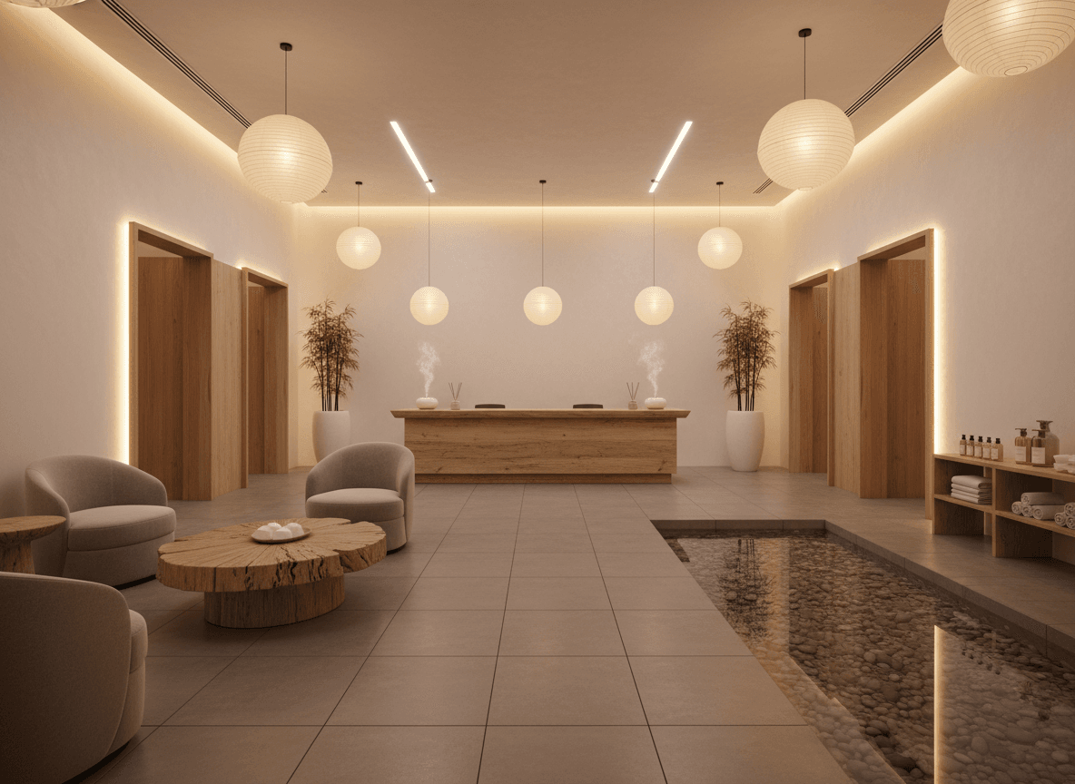 Firefly Gemini Flash Minimalist Spa In White And Gray Tones Warm Lighting Wooden Details Spacious And E 349580 2