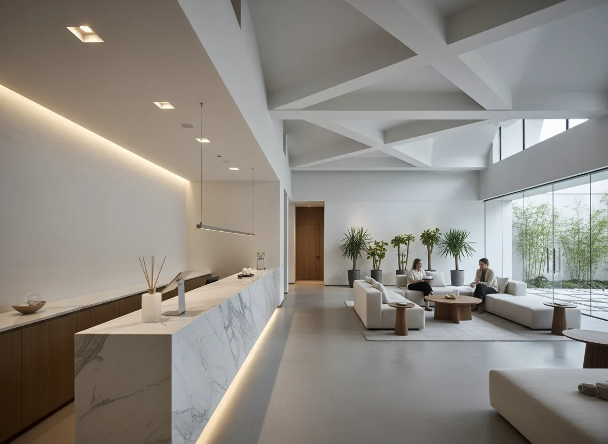 Firefly Gemini Flash Modern European Style Spa Reception With White Marble Countertop Recessed Ceiling Li 349580