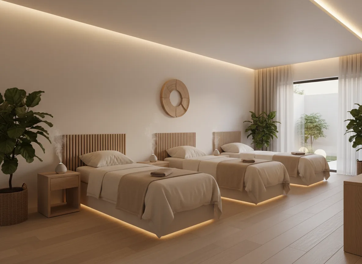 Firefly Gemini Flash Modern Relaxing Spa Interior White Beige Tones Therapy Beds Soft Lighting Warm At 816936