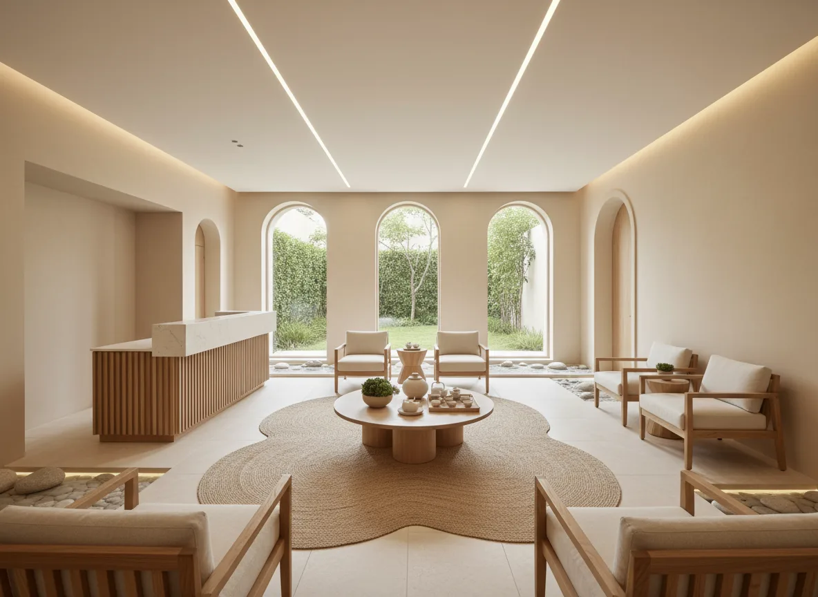 Firefly Gemini Flash Modern Spa Design In Soft Beige Tones Natural Lighting Light Wood Furniture Elegan 286159