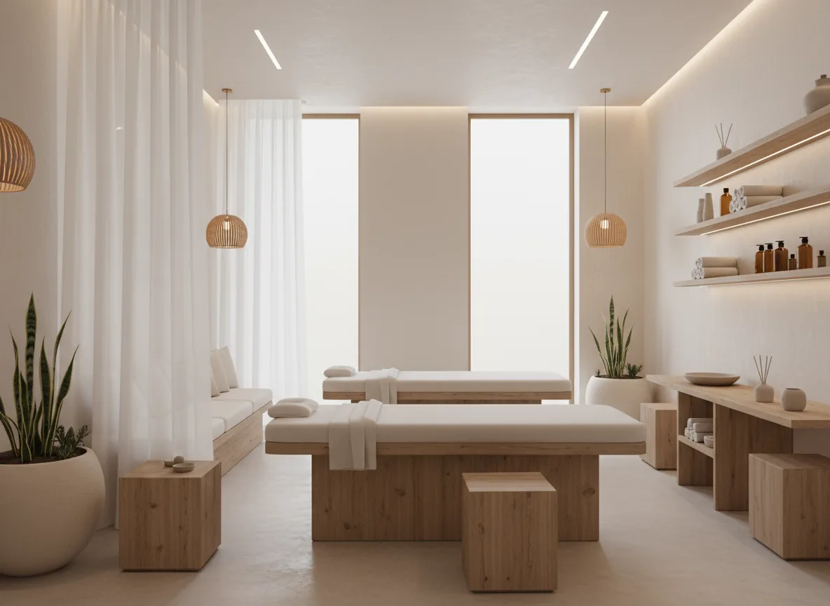 Firefly Gemini Flash Modern Spa In White Beige Tone Minimalist Design Natural Wood Furniture Warm Soft 231272