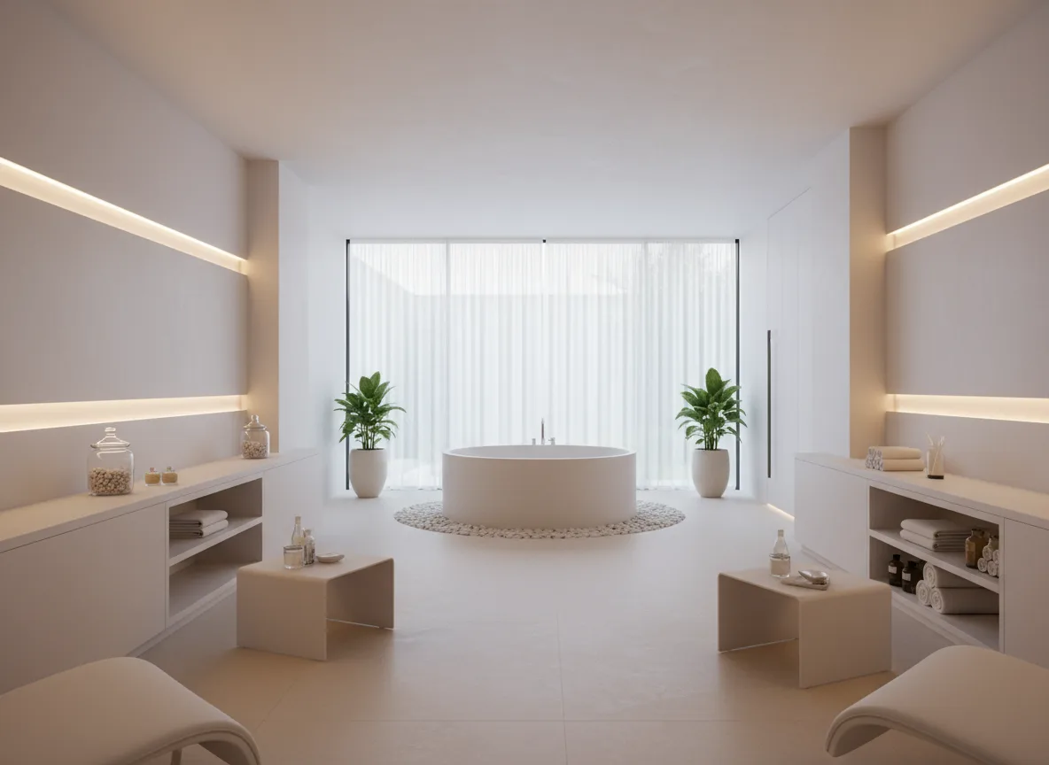 Firefly Gemini Flash Modern Spa In White Beige Tones Wall Led Strip Lighting Melamine Coated Mdf Furnitu 349580