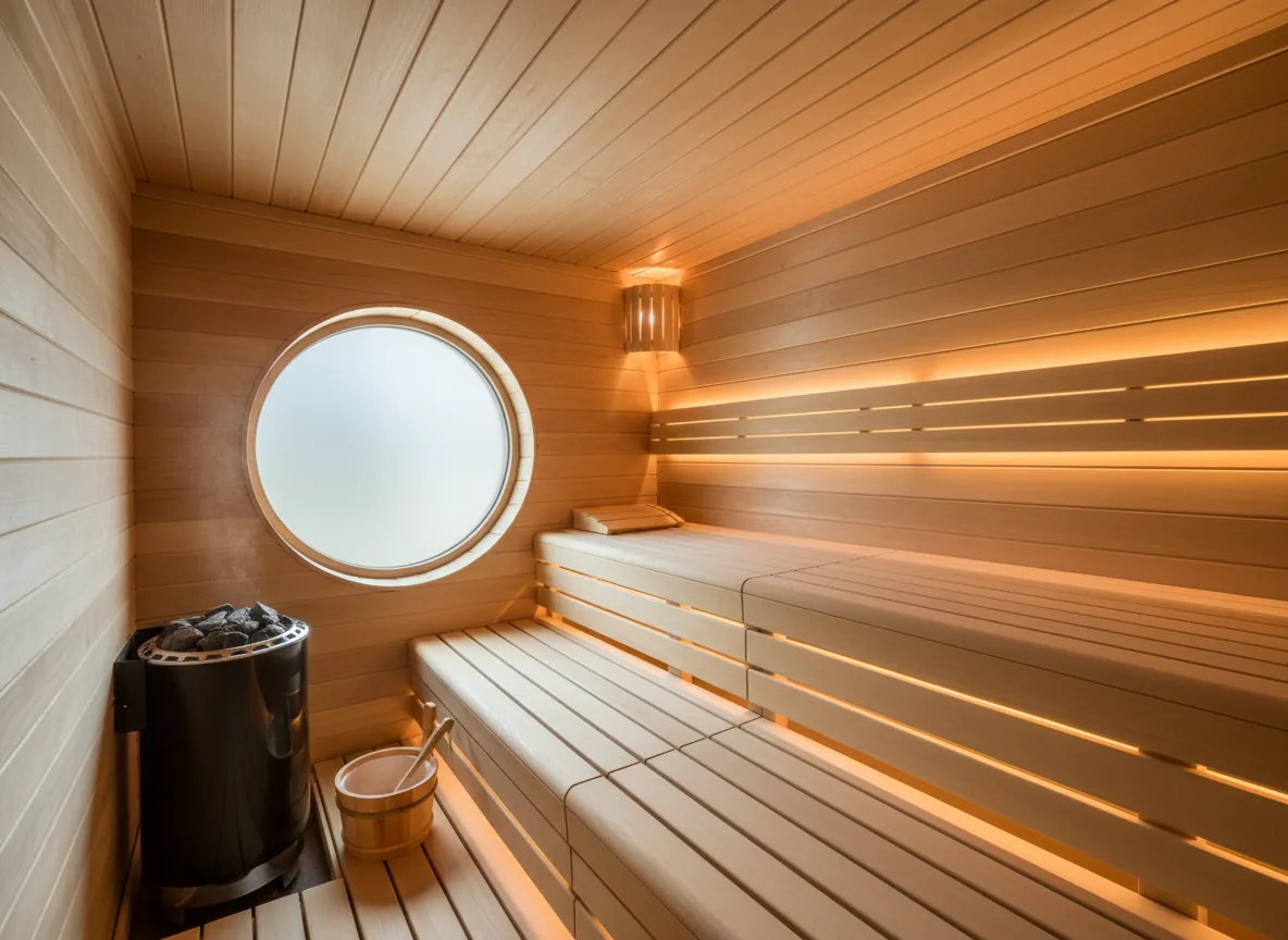 Firefly Gemini Flash Modern Spa Sauna Room Made Of Natural Wood Long Wooden Benches Soft Lighting Compa 195706