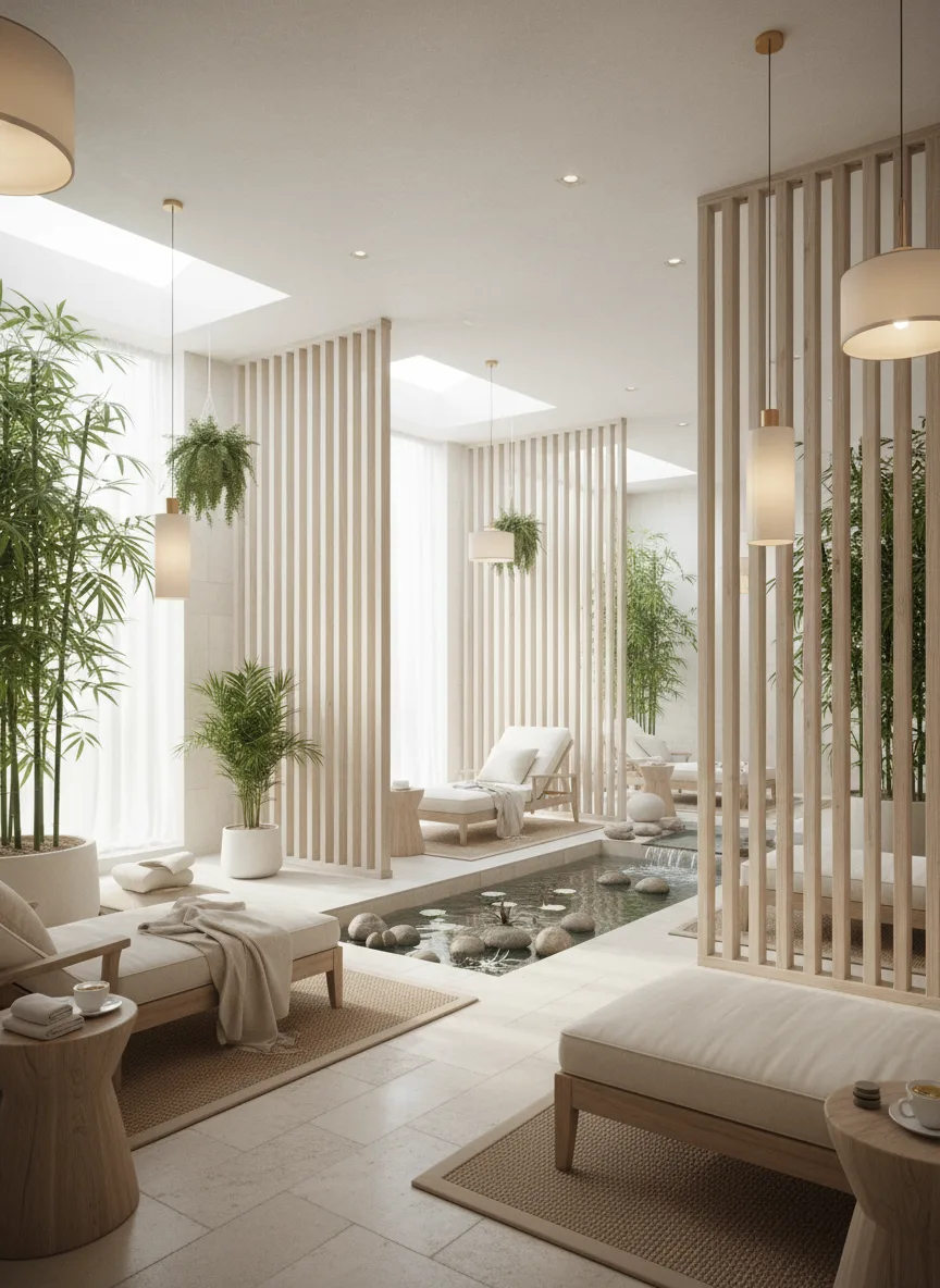 Firefly Gemini Flash Nature Inspired Spa With White Beige Tones Natural Light Blended With Warm Lamps Gr 189713