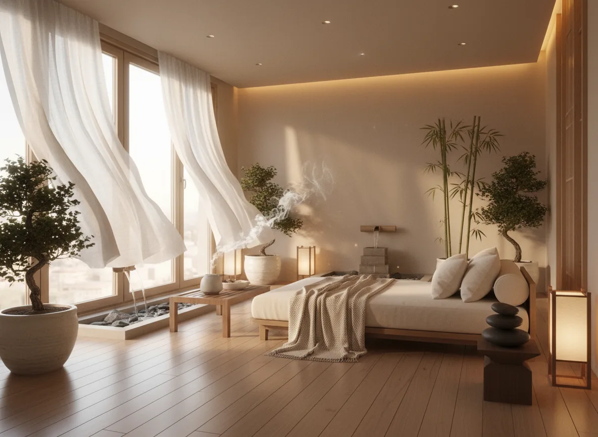 Firefly Gemini Flash Relaxing Spa Space With Soft Scent Gentle Lighting Thin Curtains Wooden Floor Dec 816936