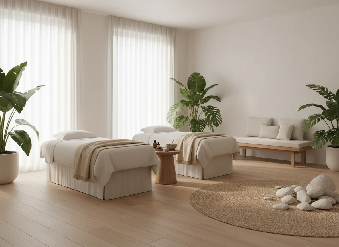 Firefly Gemini Flash Spa In White Beige Tones Natural Lighting Light Wood Flooring Green Plants Treatm 349580 1