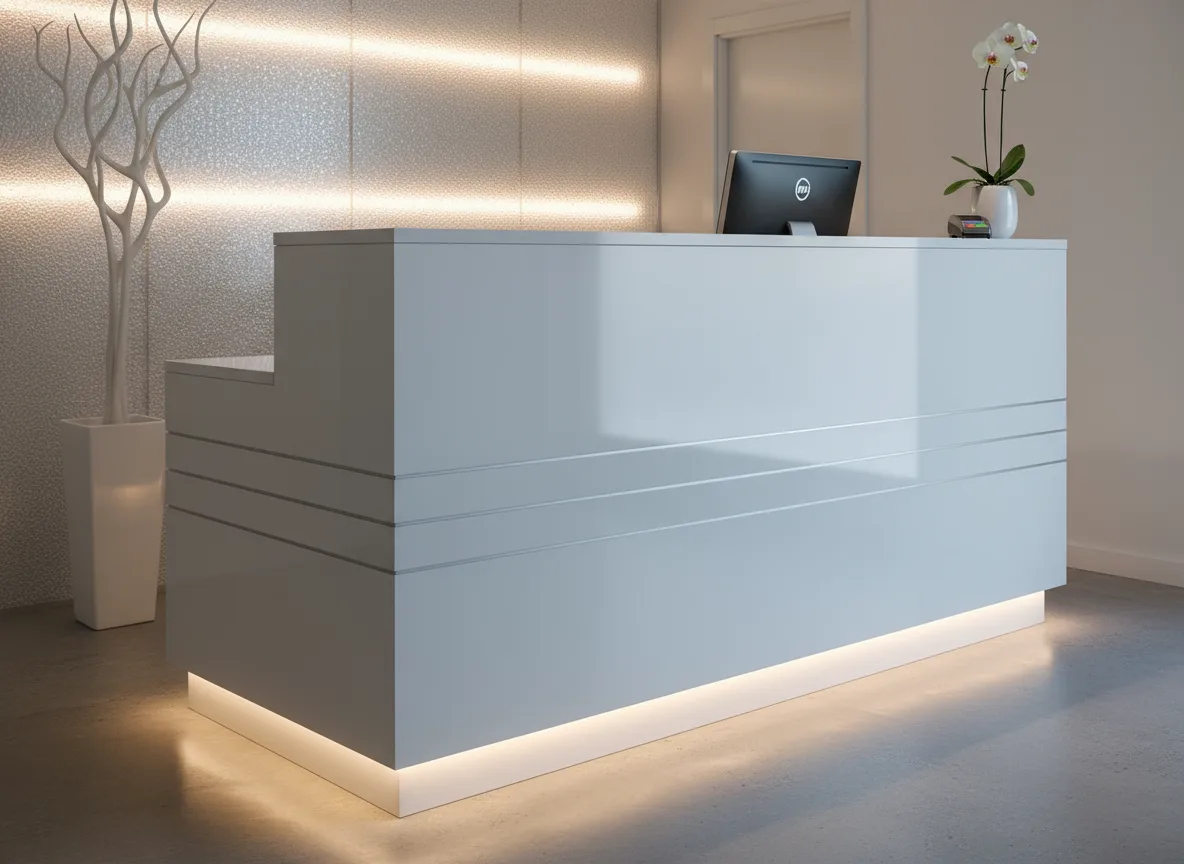 Firefly Gemini Flash Spa Reception Counter Made Of Mdf Wood With Glossy Melamine Finish L Shaped Design 349580