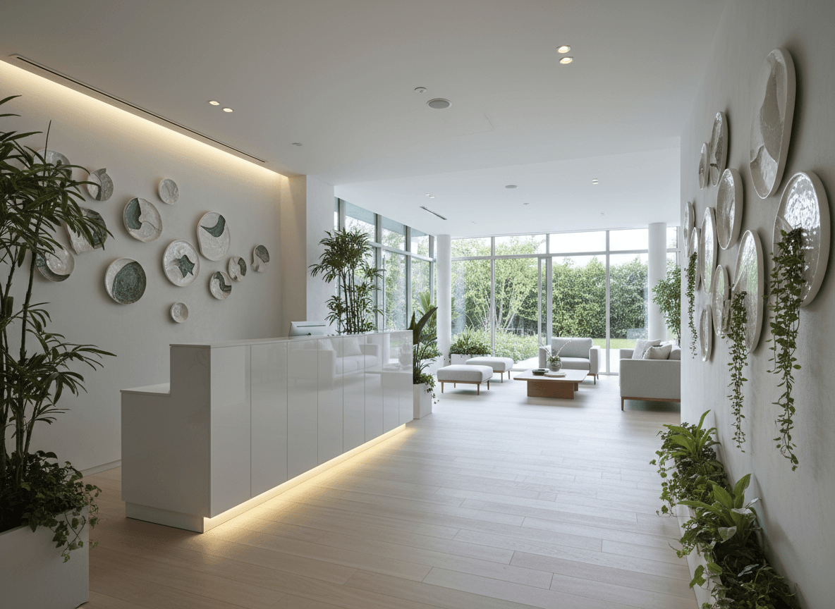Firefly Spa Reception Made Of Mdf With Glossy Acrylic Finish White Gray Tone Under Counter 349580