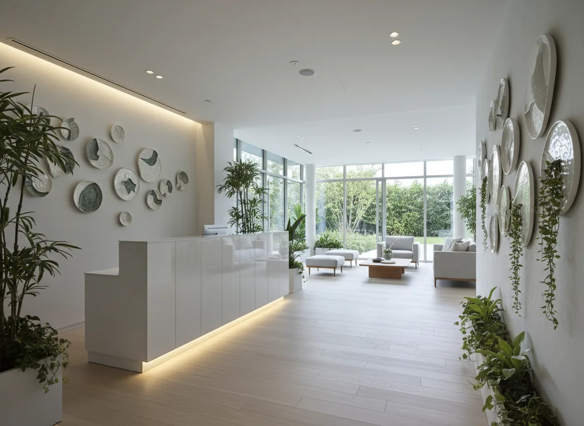 Firefly Spa Reception Made Of Mdf With Glossy Acrylic Finish White Gray Tone Under Counter 349580