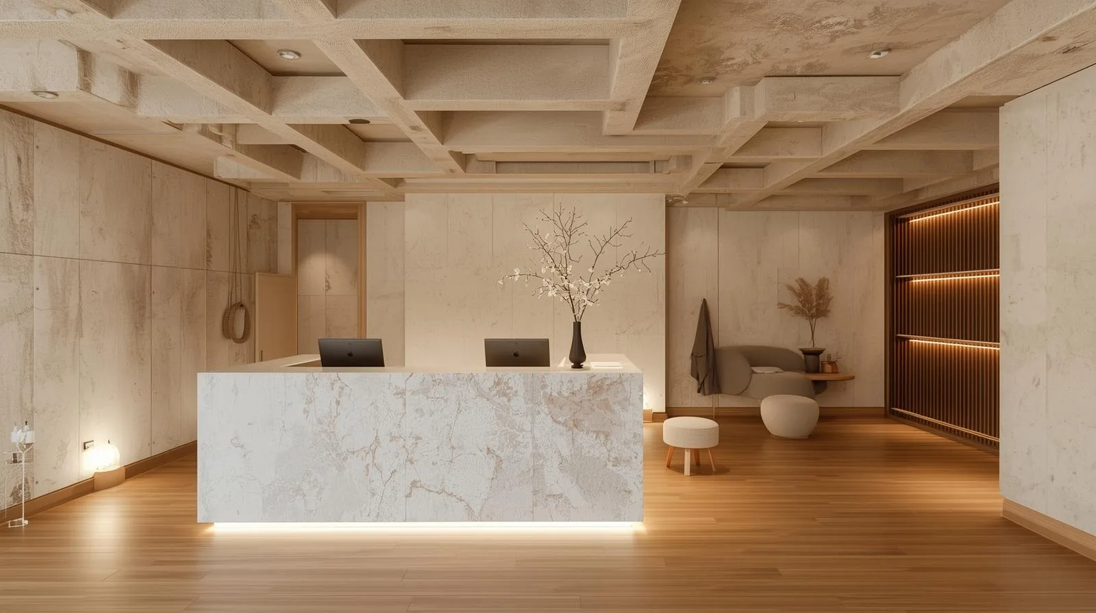 Thi công quầy lễ tân chuyên nghiệp