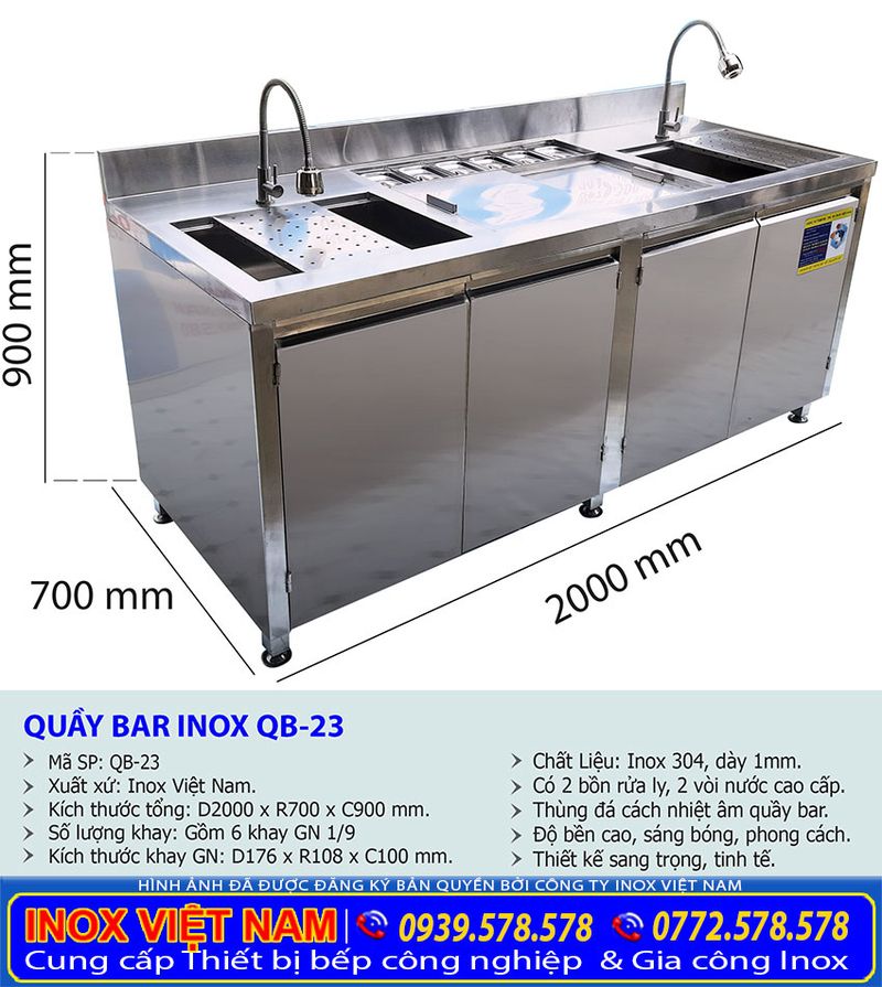 Kich thuoc quầy pha chế