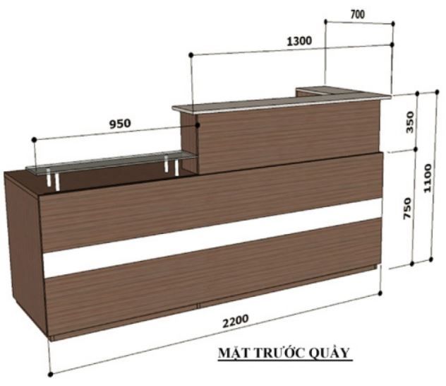 Quầy pha chế đơn giản 2 Kích thước quầy
