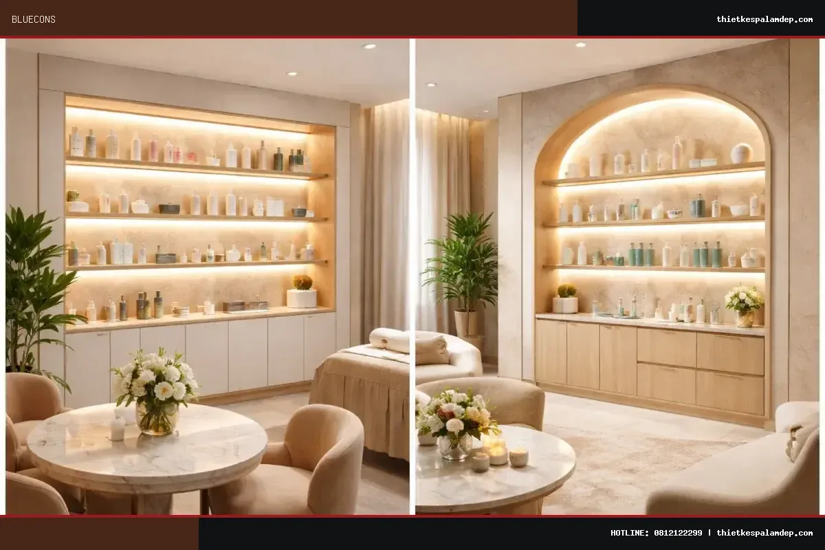 Cách chọn kích thước tủ mỹ phẩm phù hợp mặt bằng spa