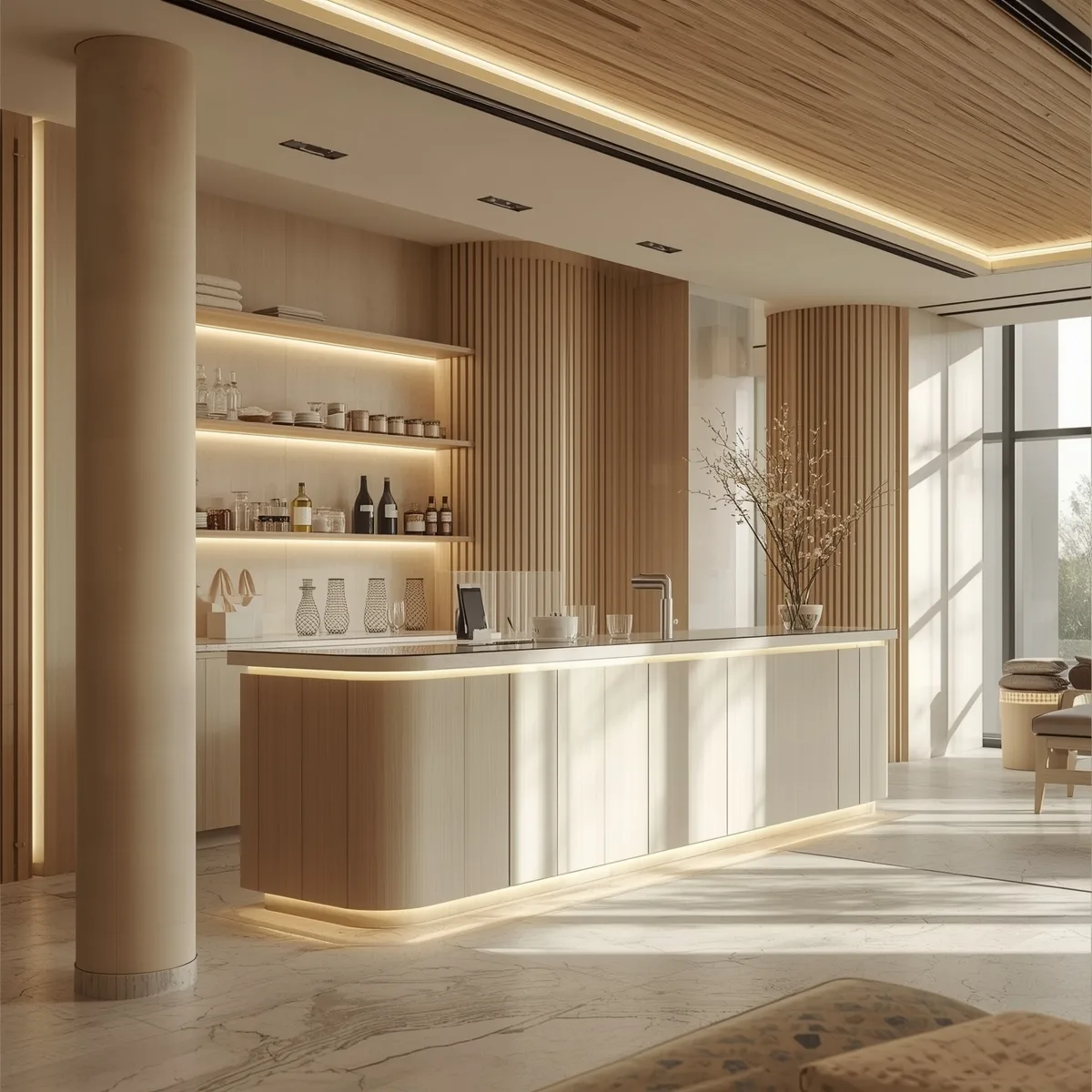 quầy pha chế có đèn led