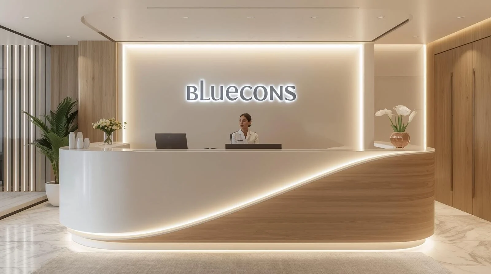 Mẫu quầy lễ tân độc quyền Bluecons