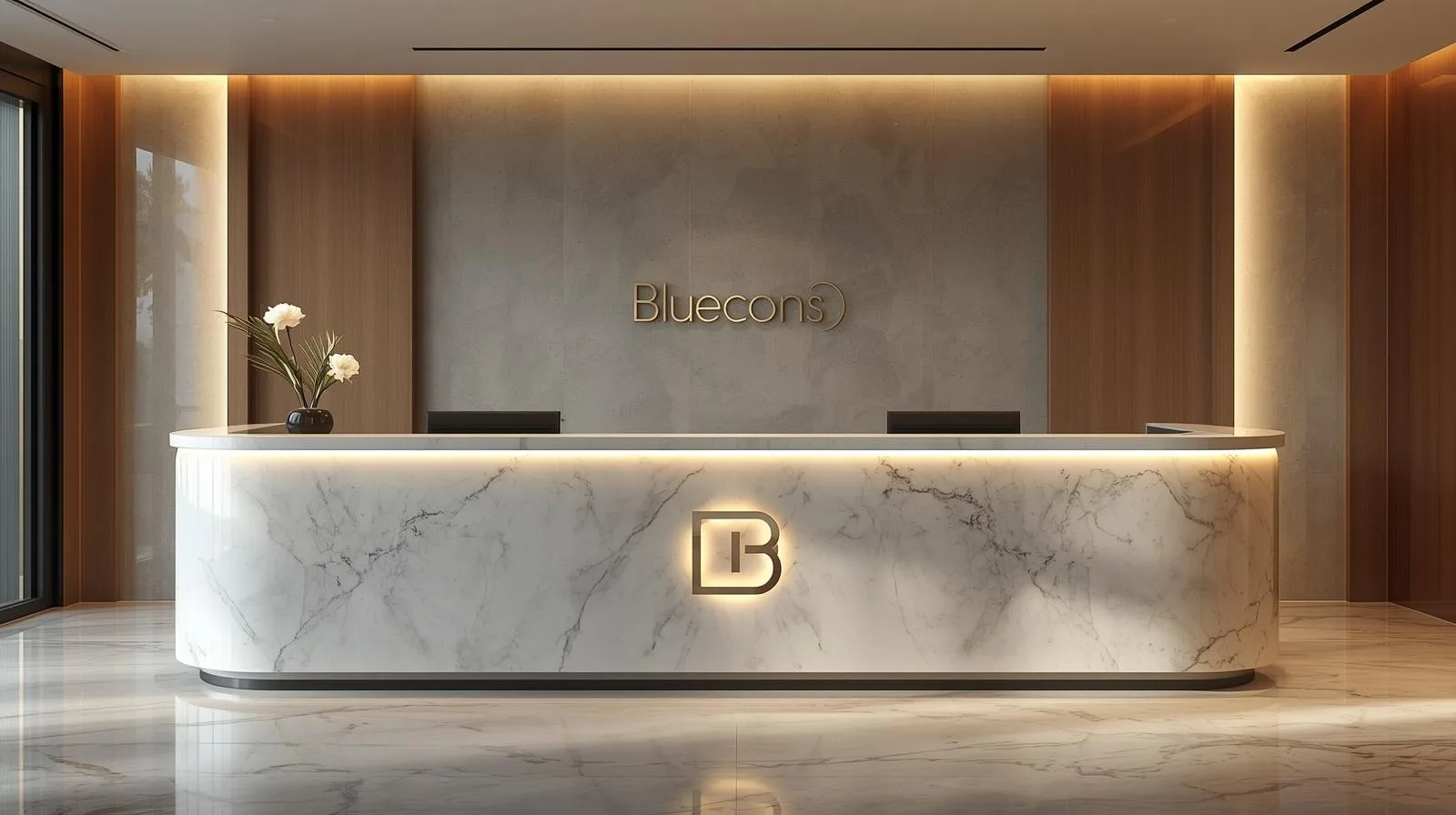 Mẫu quầy lễ tân độc quyền Bluecons