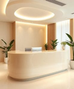 Thiết kế quầy lễ tân gỗ đẹp 2025 9 Thiết kế quầy lễ tân gỗ đẹp 2025