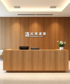 Thiết kế quầy lễ tân gỗ đẹp 2025 12 Thiết kế quầy lễ tân gỗ đẹp 2025