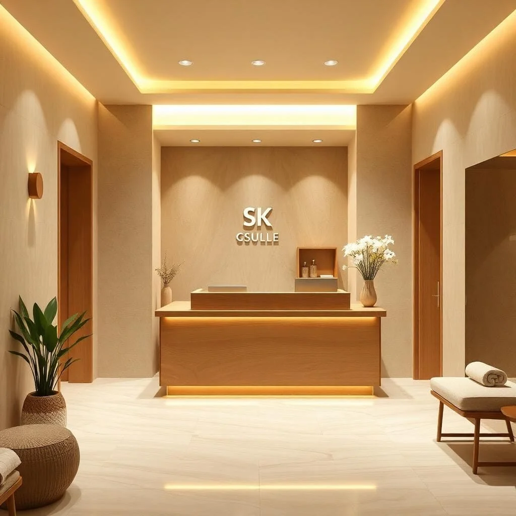 Quầy lễ tân đẹp cho spa nhỏ