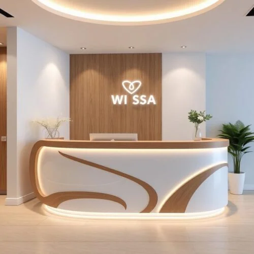 Quầy lễ tân đẹp cho spa nhỏ
