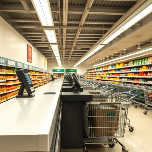 quầy thu ngân siêu thị