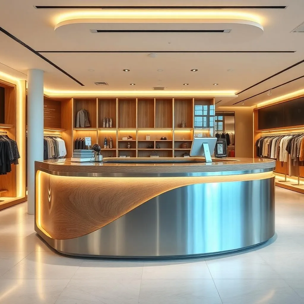 quầy thu ngân inox kết hợp gỗ