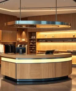 quầy thu ngân inox kết hợp gỗ