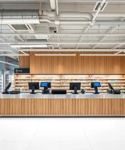 quầy thu ngân inox kết hợp gỗ