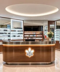 quầy thu ngân inox kết hợp gỗ