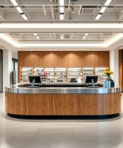 quầy thu ngân inox kết hợp gỗ